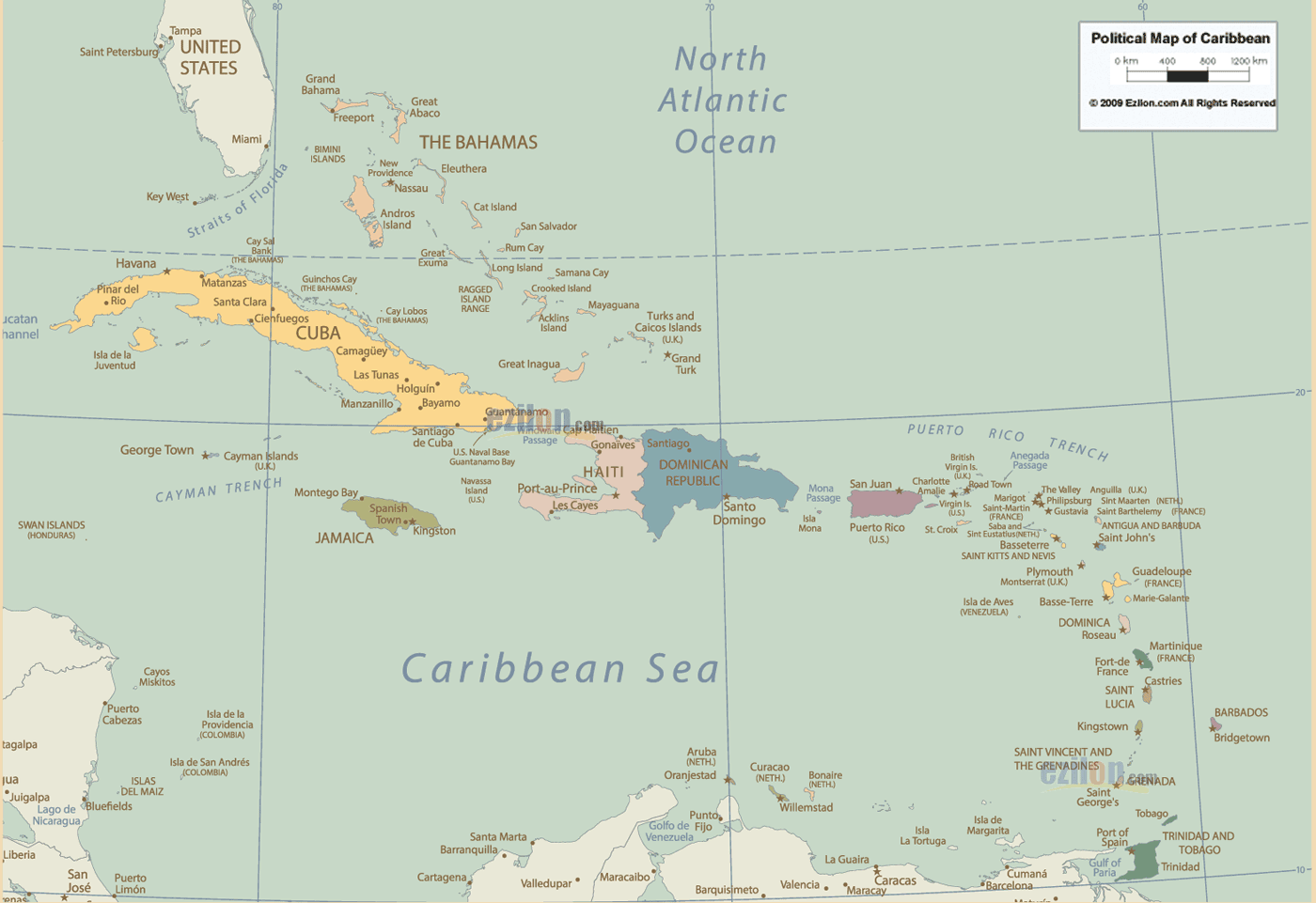 Политическая карта карибского бассейна